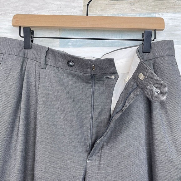 Jos A Bank Birdseye Suit Gray Cotton Wool Mens 40L Jacket 34x30 Pleated Pants - Picture 12 of 16